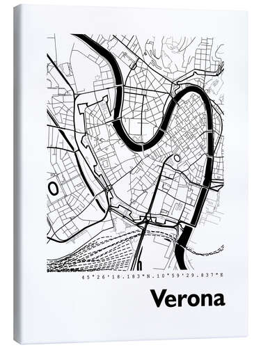 Leinwandbild Stadtplan von Verona