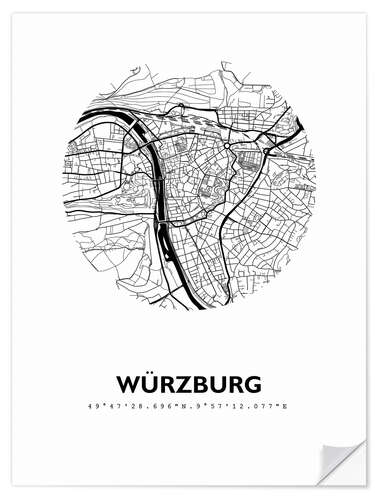 Wall sticker City map of Würzburg