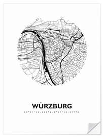 Wandsticker Stadtplan von Würzburg