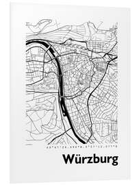 Foam board print City map of Würzburg