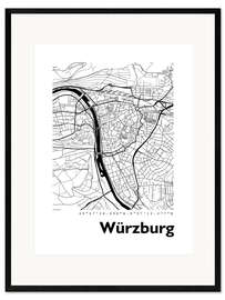 Innrammet kunsttrykk City map of Würzburg