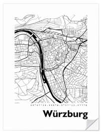 Sticker mural Plan de la ville de Wurtzbourg