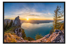 Gerahmter Kunstdruck Attersee im Abendlicht