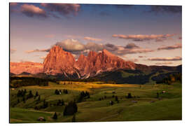 Aluminium print Alpe di Siusi Alpenglow