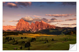 Sticker mural Alpe de Siusi, Alpenglow