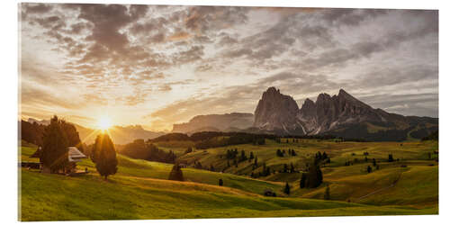 Acrylic print Sunrise at Alpe di Siusi