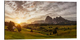 Aluminium print Sunrise at Alpe di Siusi