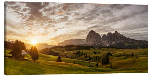 Canvas print Sunrise at Alpe di Siusi