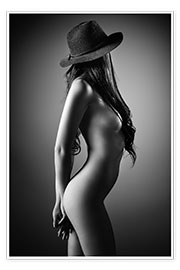 Obra artística  Nude woman with hat - Johan Swanepoel