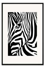 Gerahmter Kunstdruck Schwarz-Weiß Zebra im Porträt