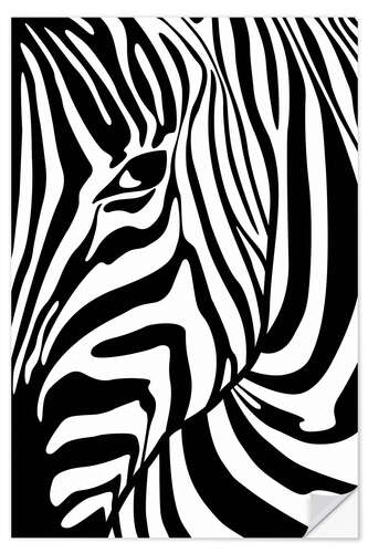 Selvklæbende plakat Black And White Zebra Portrait