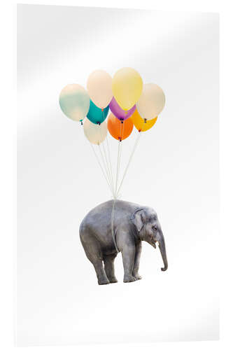 Acrylglasbild Elefant mit Bunten Ballons