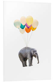 Foam board print Elephant With Colourful Balloons