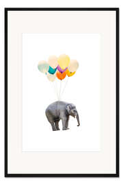 Gerahmter Kunstdruck Elefant mit Bunten Ballons