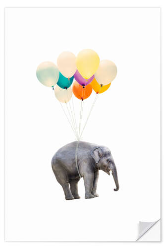 Naklejka na ścianę Elephant With Colourful Balloons