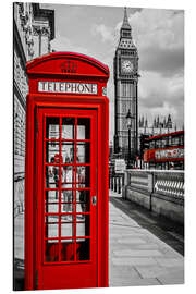 Aluminium print London telephone box and Big Ben