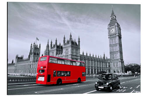 Tableau en aluminium Bus rouge sur le pont de Westminster