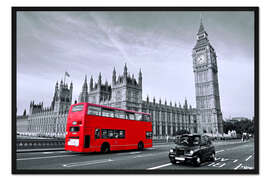 Gerahmter Kunstdruck Red Bus auf Westminster Bridge