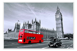 Reprodução  Autocarro vermelho na Westminster Bridge, Londres - Art Couture