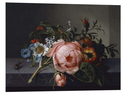 Bilde på skumplate Still Life with Rose Branch, Beetle and Bee