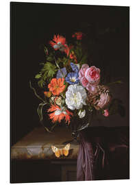 Aluminium print A Still Life of Flowers in a vase on a ledge