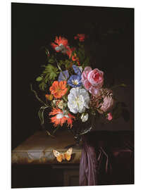 Foam board print A Still Life of Flowers in a vase on a ledge