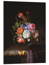 Galleritryk A Still Life of Flowers in a vase on a ledge