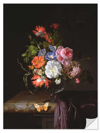 Selvklebende plakat A Still Life of Flowers in a vase on a ledge