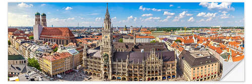 Selvklebende plakat Vakker panorama av München