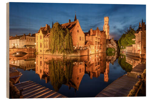 Tableau en bois Quai du Rosaire à Bruges