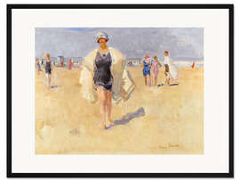 Gerahmter Kunstdruck Dame am Strand von Viareggio