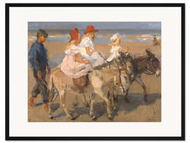 Gerahmter Kunstdruck Eselreiten am Strand