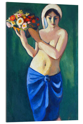 Quadro em plexi-alumínio Woman, carrying a flower cup