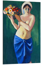 Magnettafel Frau, eine Blumenschale tragend