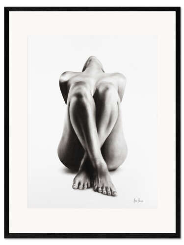 Ingelijste kunstdruk Charcoal Nude Study 63