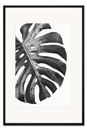 Gerahmter Kunstdruck Schwarze Monstera 01