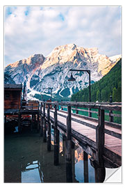 Sticker mural Cabane au Lago di Braies, Dolomites