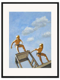 Gerahmter Kunstdruck Zwei Jungen beim Absprung - Sarah Morrissette