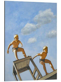 Magnettafel Zwei Jungen beim Absprung