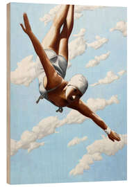 Wood print  Diver in the Clouds - Sarah Morrissette
