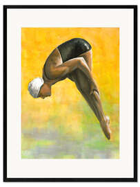 Impressão artística com moldura Diver on Yellow