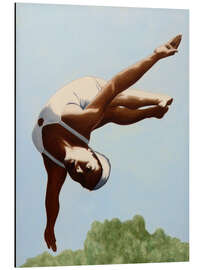 Magnettafel Kunstspringerin über den Baumwipfeln