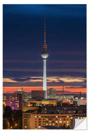 Selvklebende plakat Berlin TV tower at night