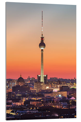 Tableau en plexi-alu Fernsehturm de Berlin en début de soirée