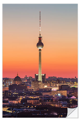 Vinilo para la pared Berlin TV tower after sunset