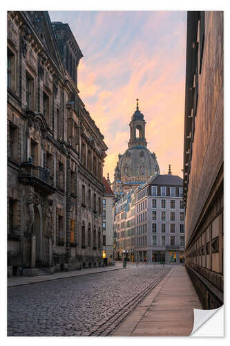 Selvklebende plakat Frauenkirche Dresden in the morning light