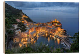 Wood print Vernazza in the evening, Cinque Terre