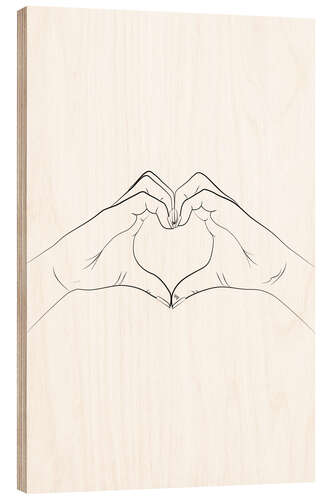 Wood print Hand Heart