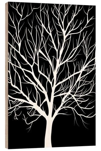 Hout print Winter Tree