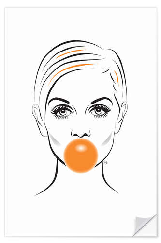 Wandsticker Twiggy mit Kaugummi 